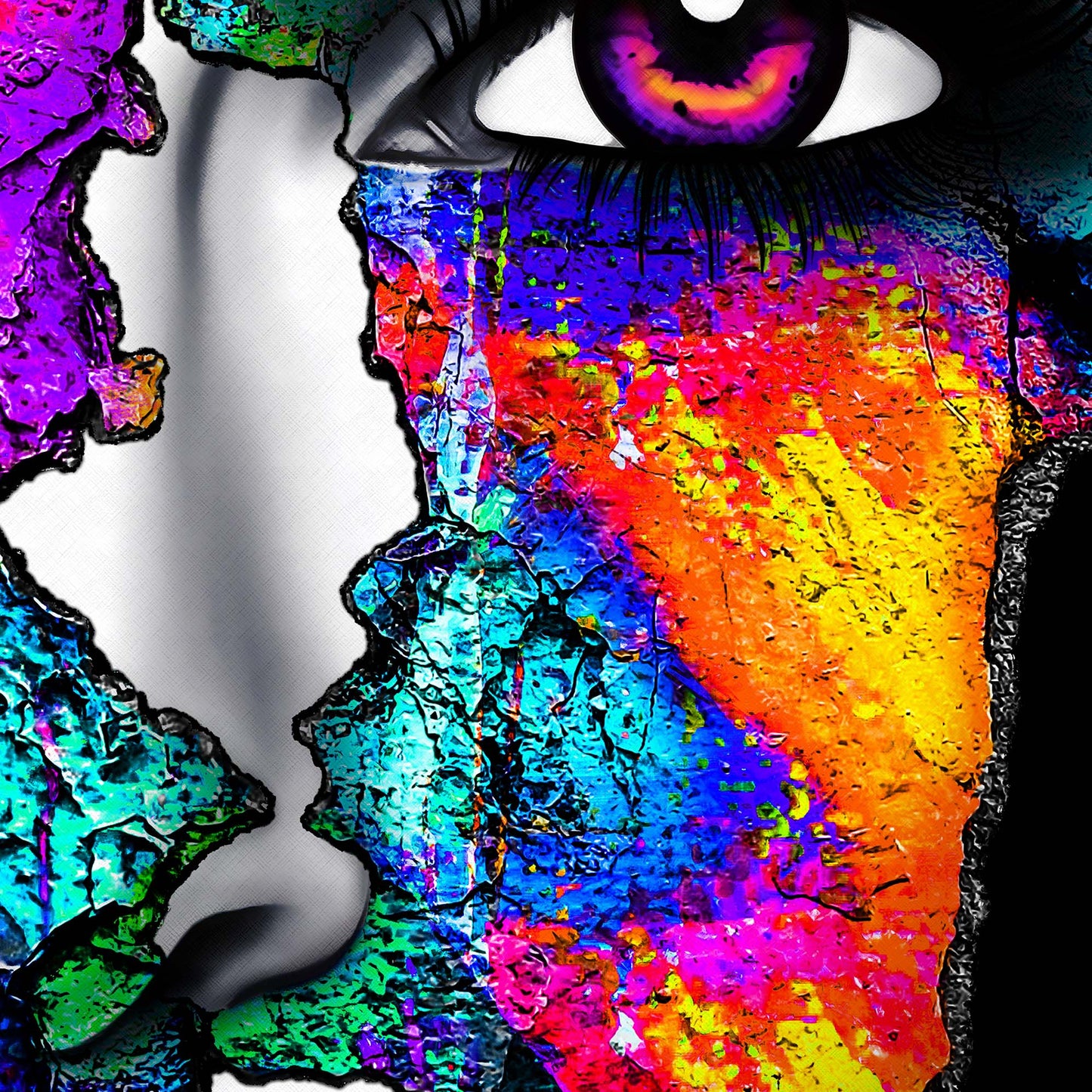 Colourful Modern Abstract Figurative Painting | The Lens of Awareness 2 by Kendra Taylor Art, part of the Kaleidoscope Collection