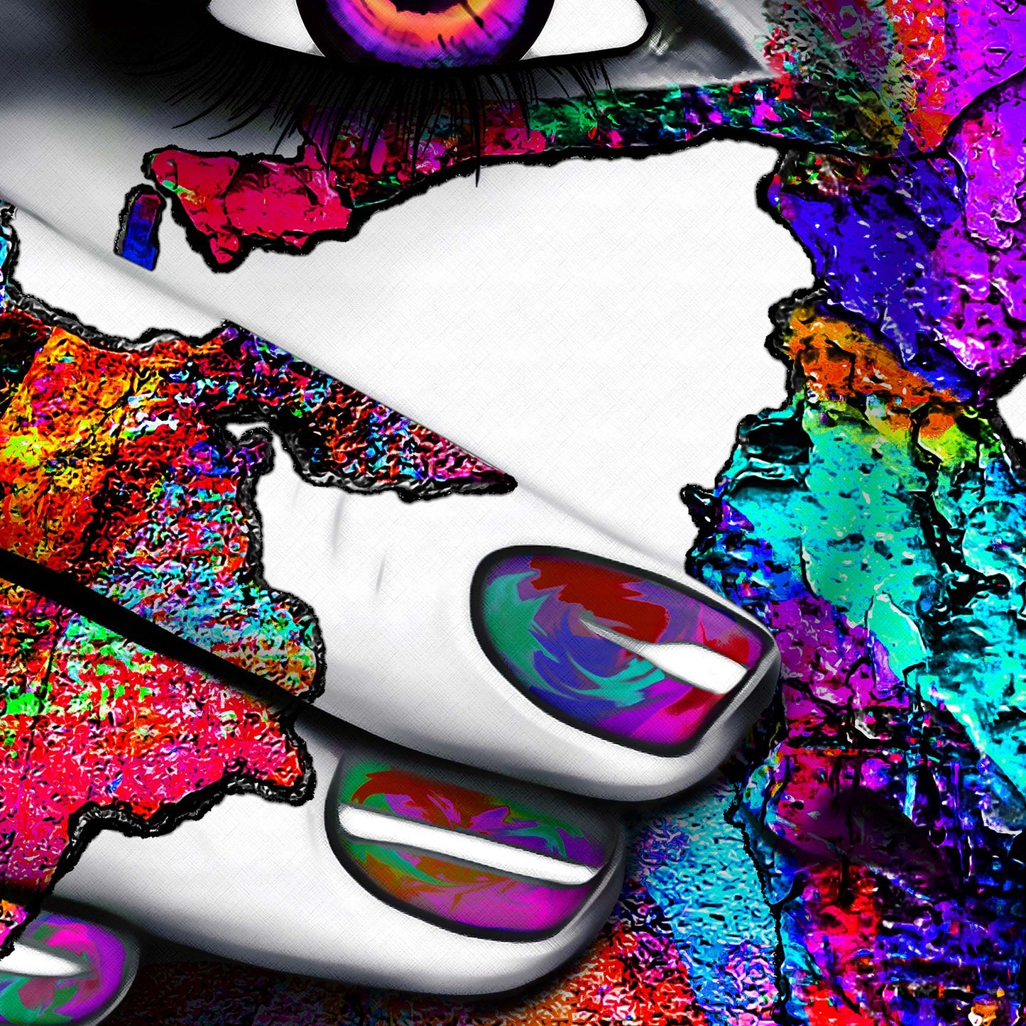 Contemporary Abstract Portrait Fine Art Painting | The Lens of Awareness by Kendra Taylor Art, part of the Kaleidoscope Collection