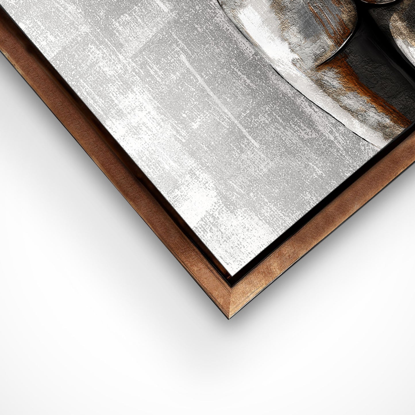 Art shown with a bronze float frame option