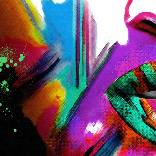 Close up detail of abstract artwork with vibrant colours and dynamic brush strokes - Seeing Unseen II