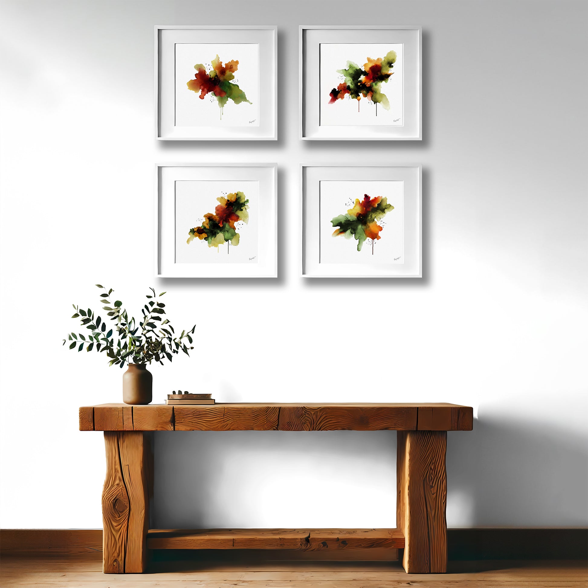 Set of 4 Autumn-Inspired Abstract Prints by Kendra Taylor Art | Perfect for your gallery wall.