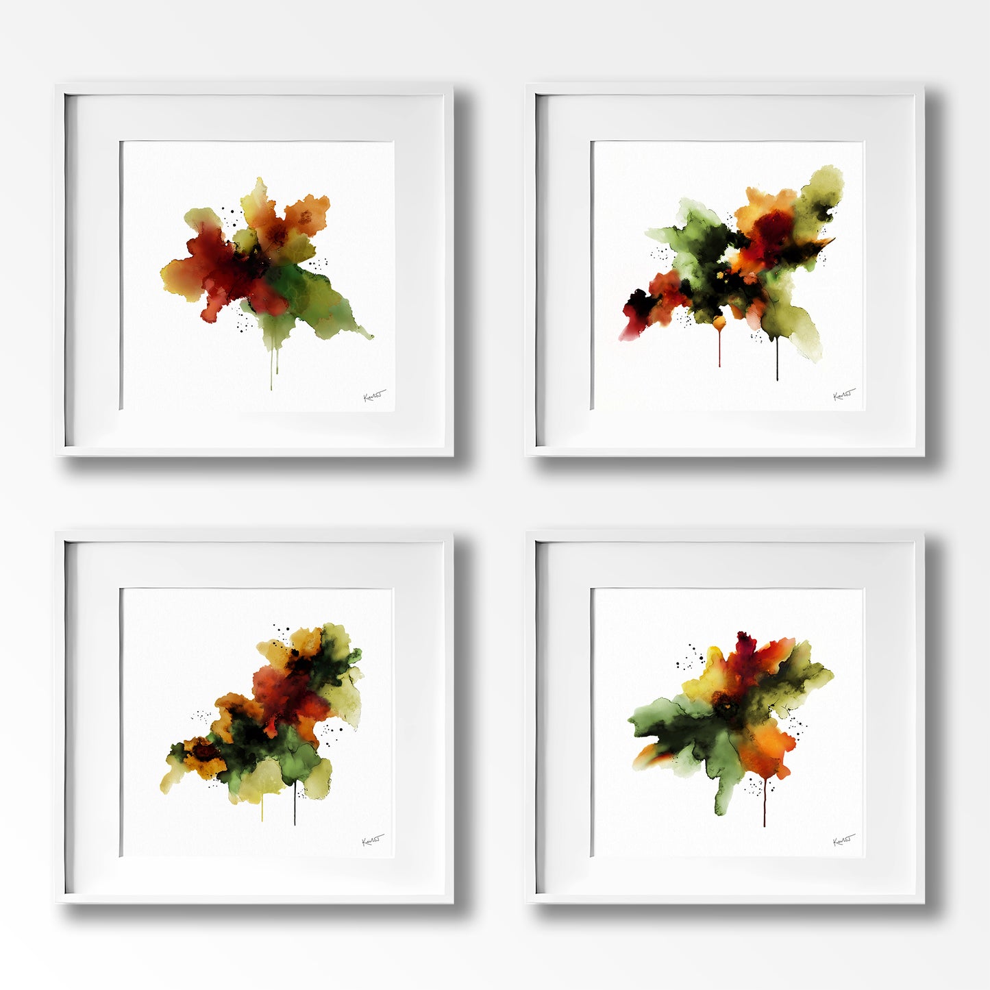 Set of 4 Autumn-Inspired Abstract Prints by Kendra Taylor Art | Perfect for your gallery wall.