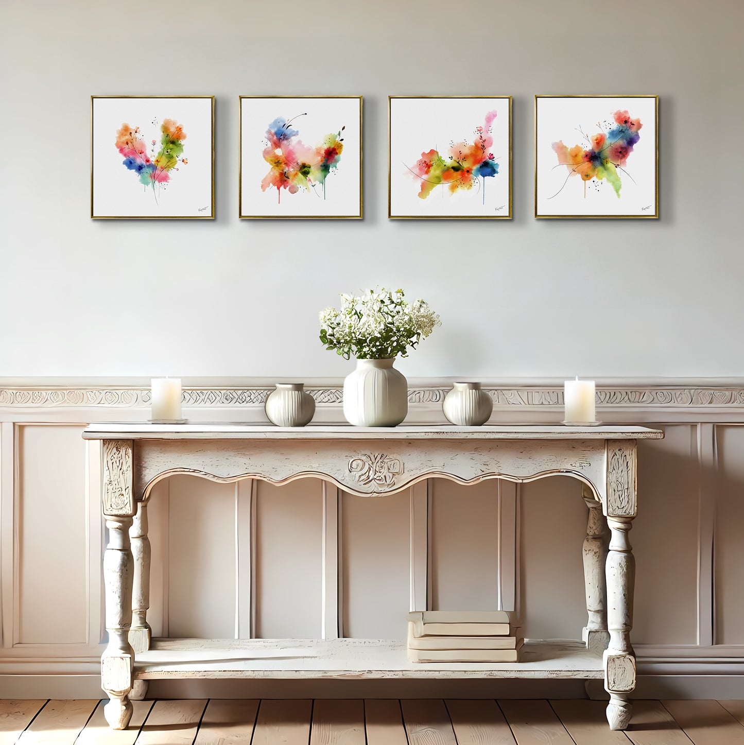 Set of 4 Spring-Inspired Abstract Prints by Kendra Taylor Art | Perfect for your gallery wall.