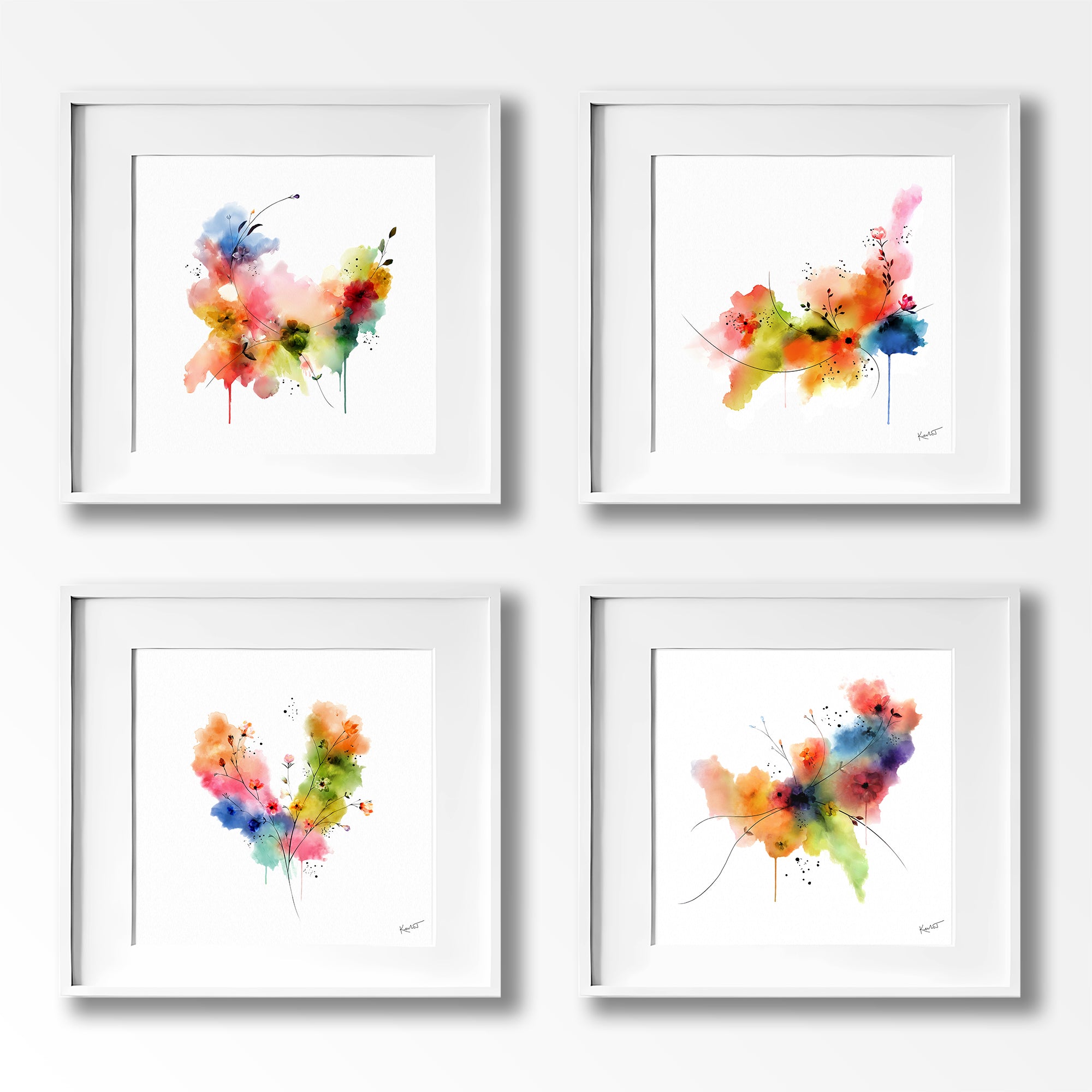 Set of 4 Spring-Inspired Abstract Prints by Kendra Taylor Art | Perfect for your gallery wall.