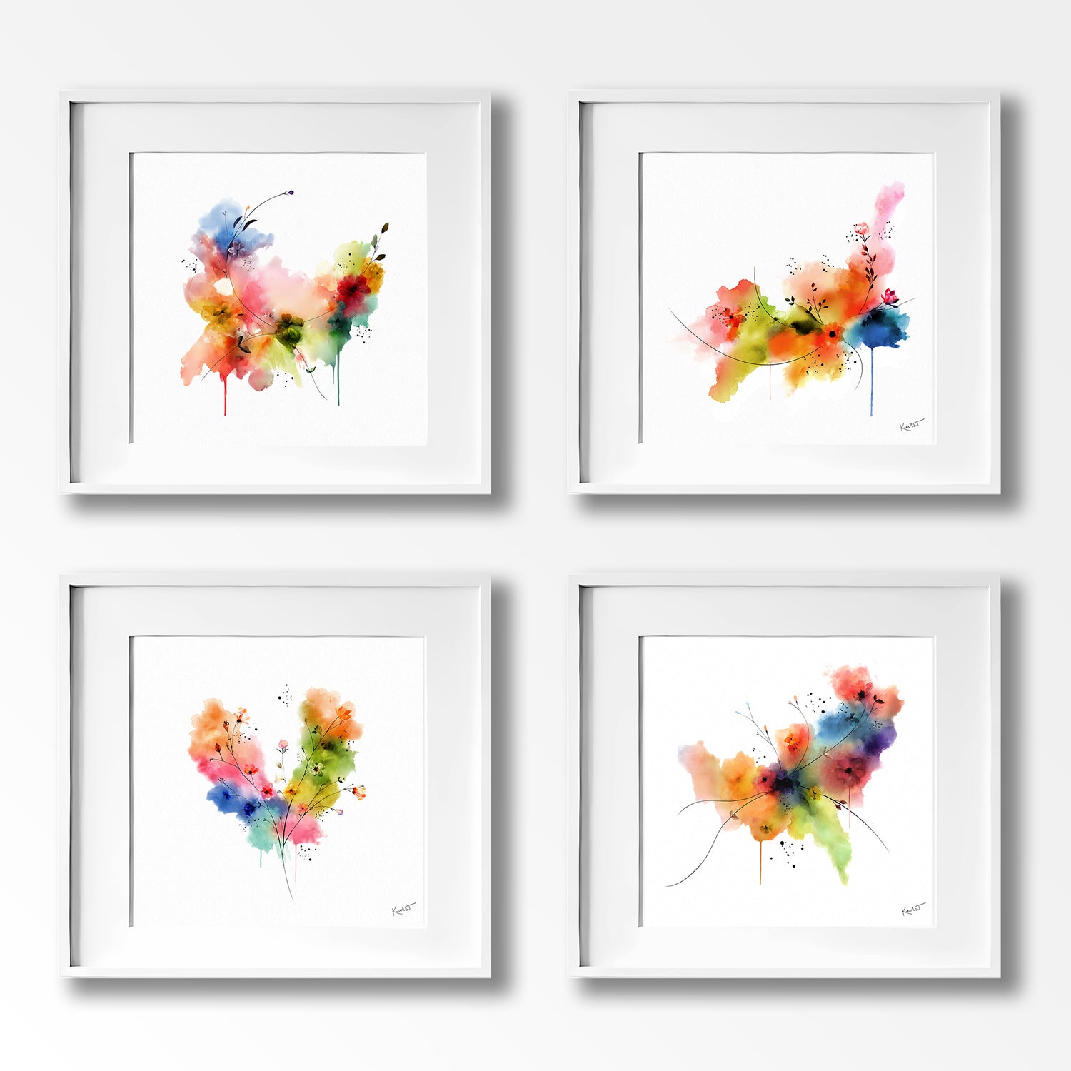 Set of 4 Spring-Inspired Abstract Prints by Kendra Taylor Art | Perfect for your gallery wall.