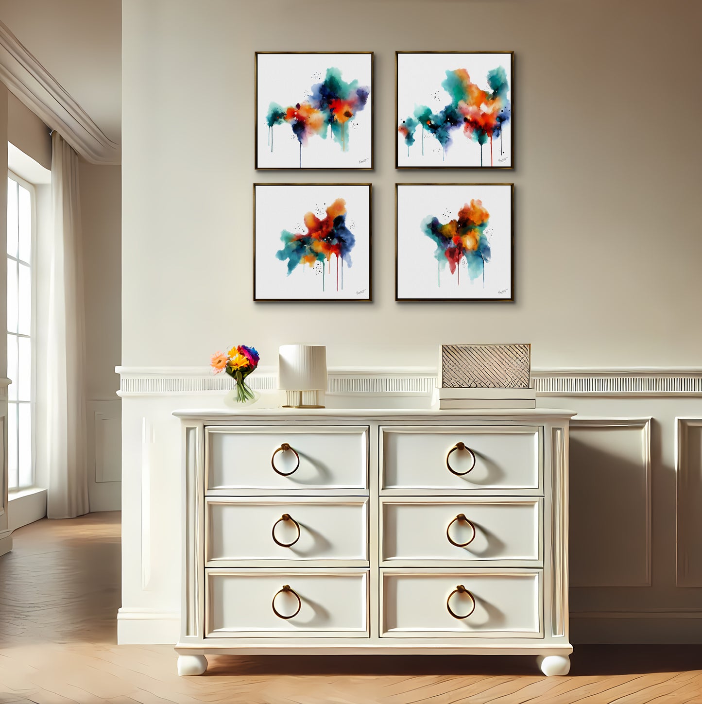 Set of 4 Summer-Inspired Abstract Prints by Kendra Taylor Art | Perfect for your gallery wall.