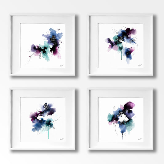 Set of 4 Winter-Inspired Abstract Prints by Kendra Taylor Art | Perfect for your gallery wall.