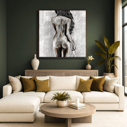 Embodied Empowerment figurative artwork shown in a softly lit modern living space with earthy tones