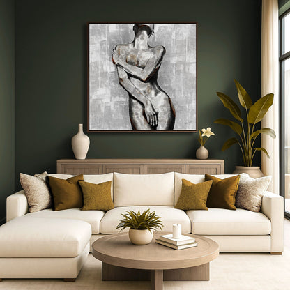 Fearless Vulnerability styled in a contemporary room with warm, understated decor